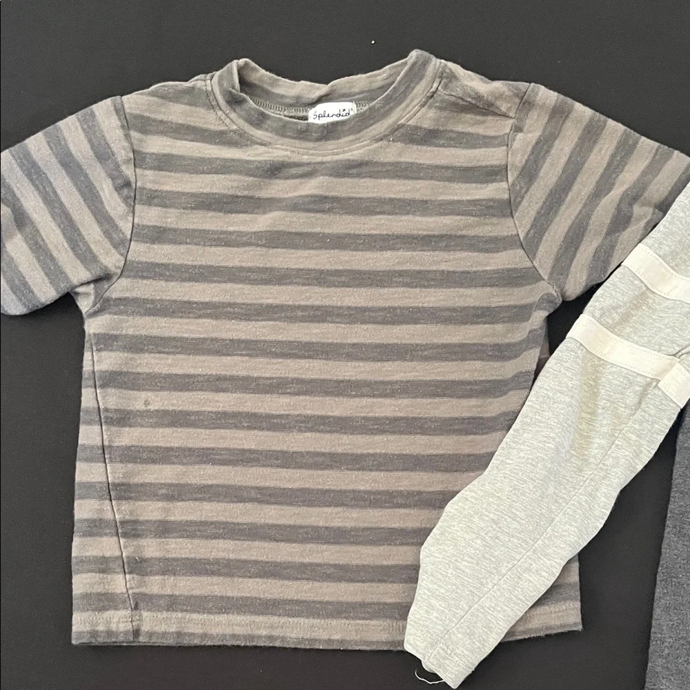 Gray Striped and Heathered Kids Tees set - Boys 5T - Picture 2 of 5